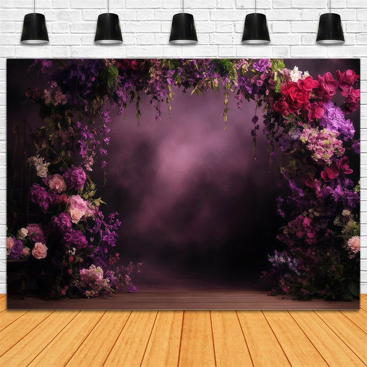 Toile de fond Photo Fête des Mères Arche Florale Violette LXX3-41