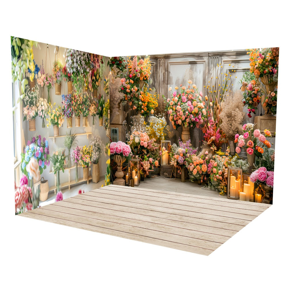 Ensemble de Salle Arrangement Floral Bohème aux Bougies LXX3-7