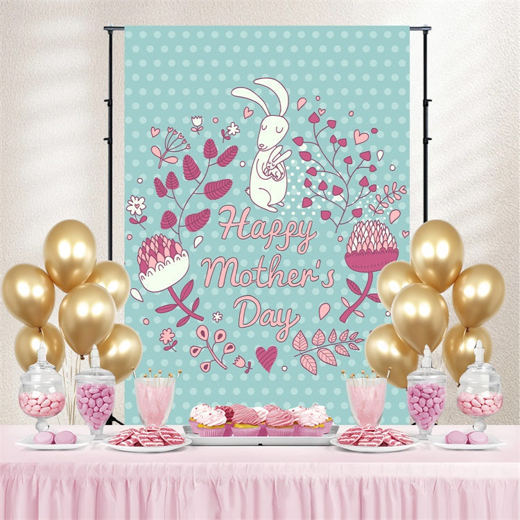 Toile de fond Fête des Mères Personnalisable Sérénité Florale et Lapin LXX3-81