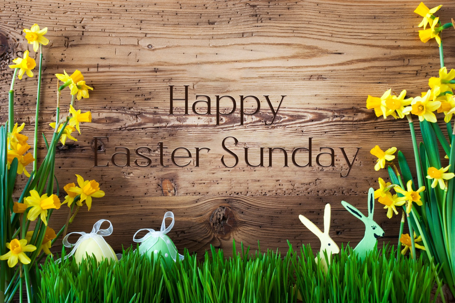 Toile de fond Photo Pâques Bois Rustique Jonquilles Personnalisée LXX3-92