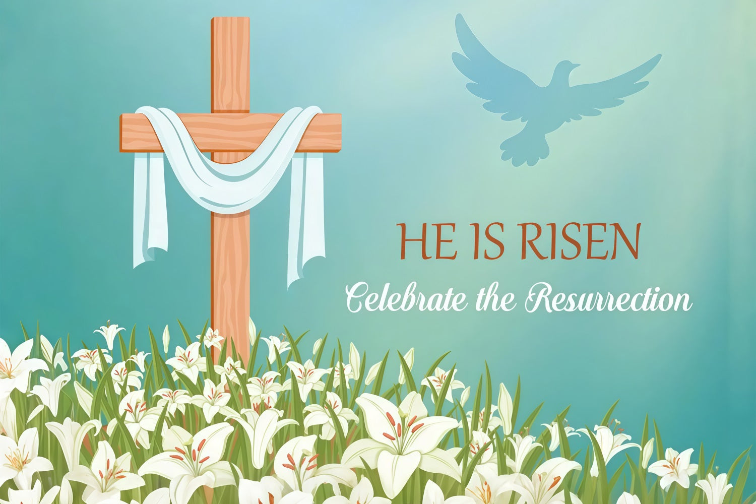 Toile de fond Pâques Chrétienne Croix Jonquilles Personnalisée LXX3-97