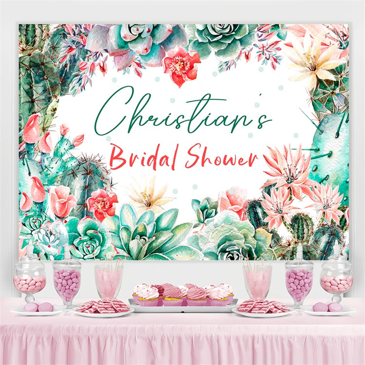 Toile de fond Bridal Shower Personnalisée Succulentes Tropicales LXX4-101