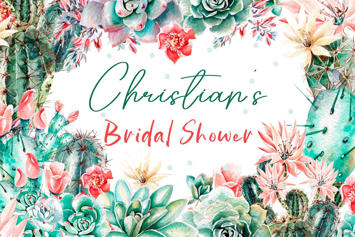Toile de fond Bridal Shower Personnalisée Succulentes Tropicales LXX4-101