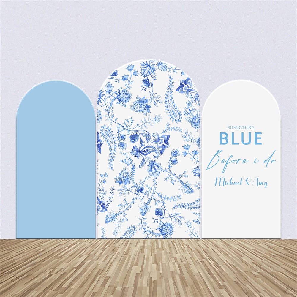 Kit de Toile de fond Arch Personnalisable Mariage Motif Vintage Bleu LXX4-102