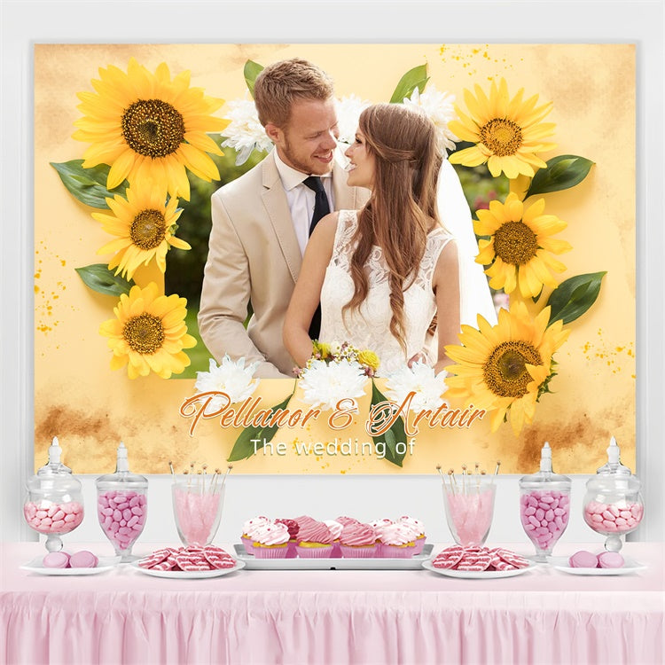 Toile de fond Photo Mariage Personnalisée Tournesol Brillant LXX4-108