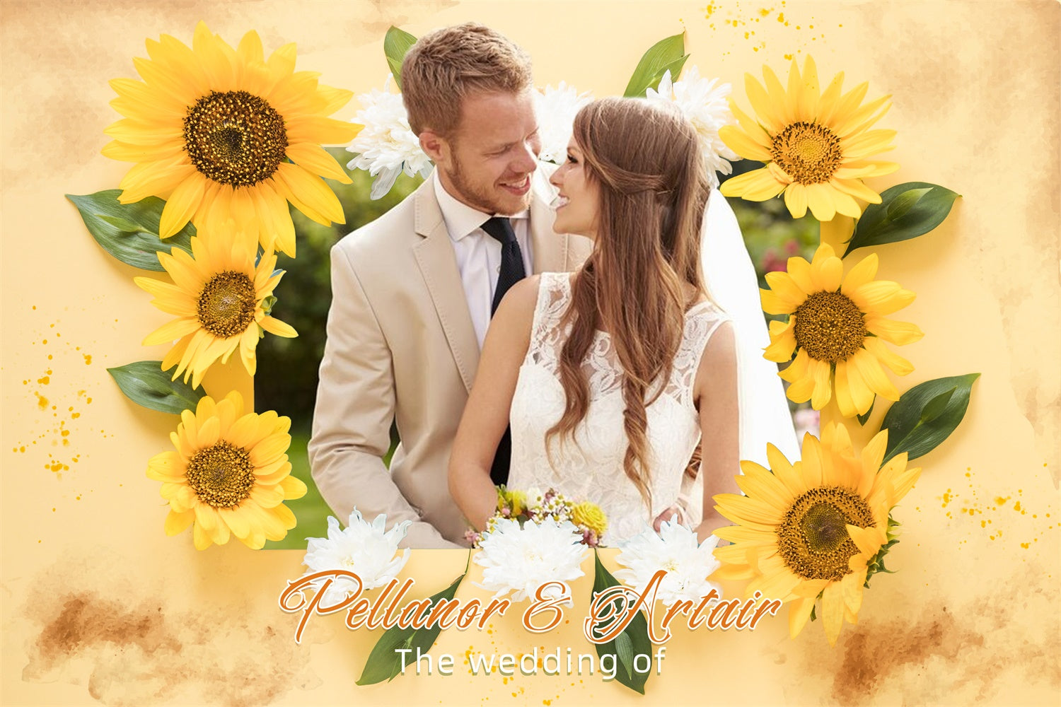 Toile de fond Photo Mariage Personnalisée Tournesol Brillant LXX4-108