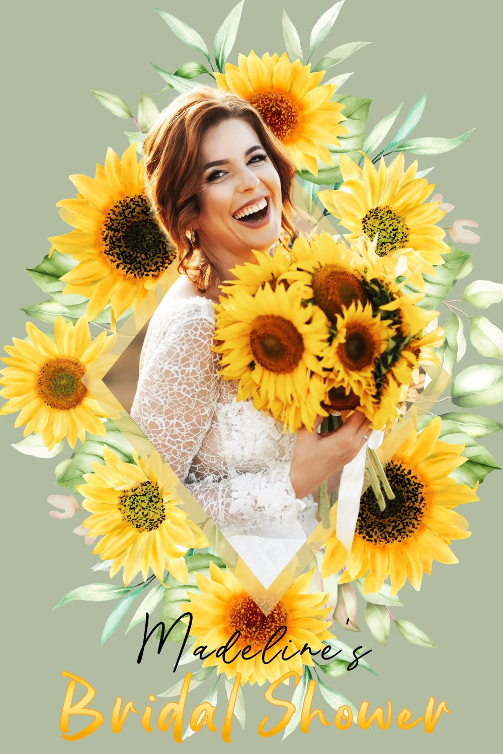 Toile de fond Bridal Shower Personnalisée Tournesol Rustique LXX4-109