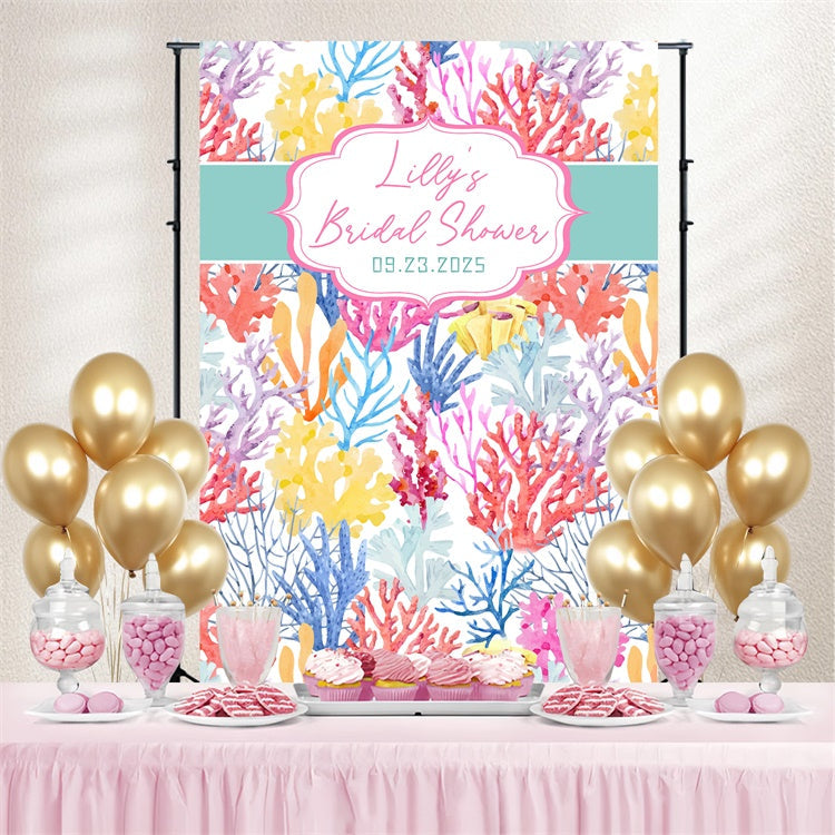 Toile de fond Bridal Shower Idées Personnalisée Récif Coloré LXX4-110