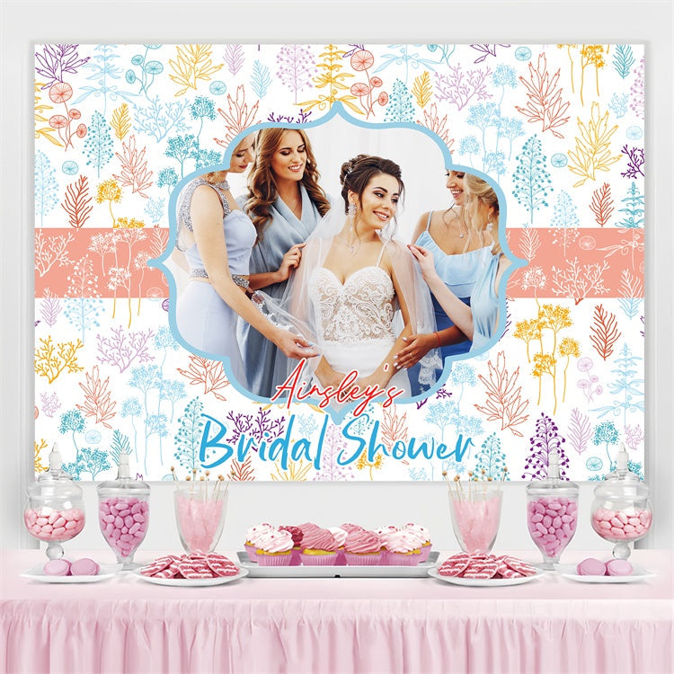 Toile de fond Bridal Shower Photo Personnalisée Sea Flora Pastel LXX4-111