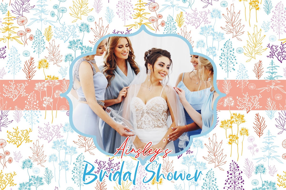Toile de fond Bridal Shower Photo Personnalisée Sea Flora Pastel LXX4-111