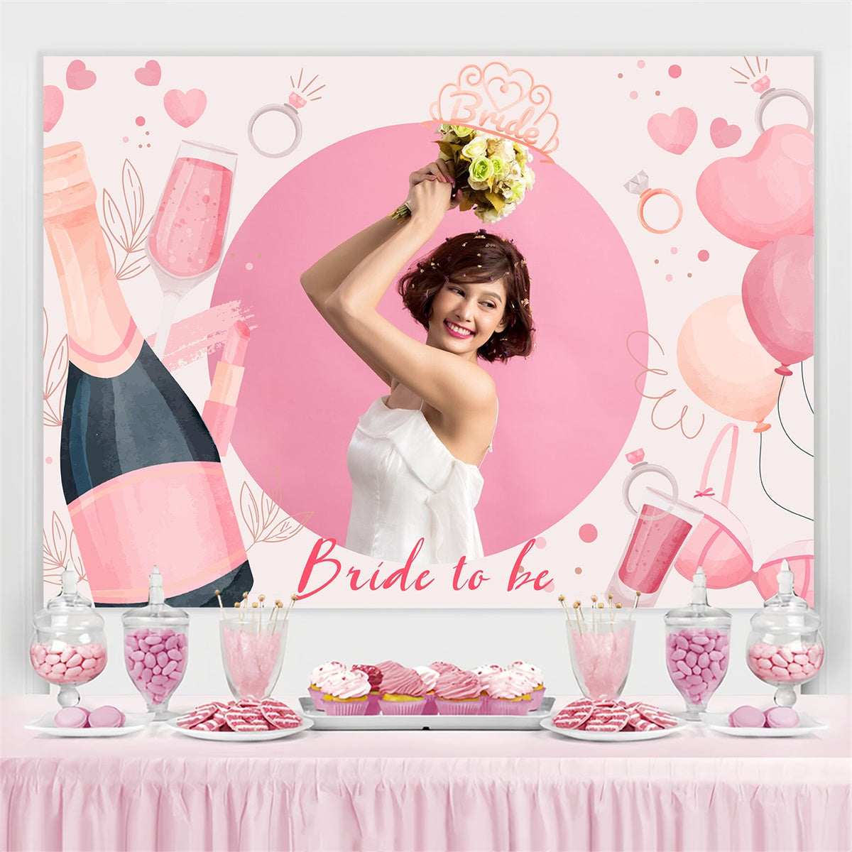 Toile de fond Mariage Personnalisée Ballon Champagne LXX4-113