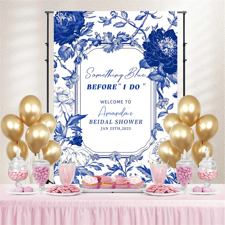 Toile de fond Bridal Shower Idées Personnalisée Motif Toile Bleue LXX4-118