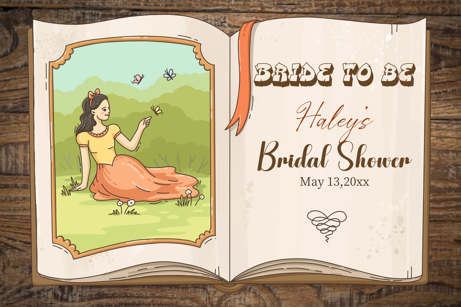 Toile de fond Bridal Shower Personnalisée Fantasy de Livre d'Histoire LXX4-123