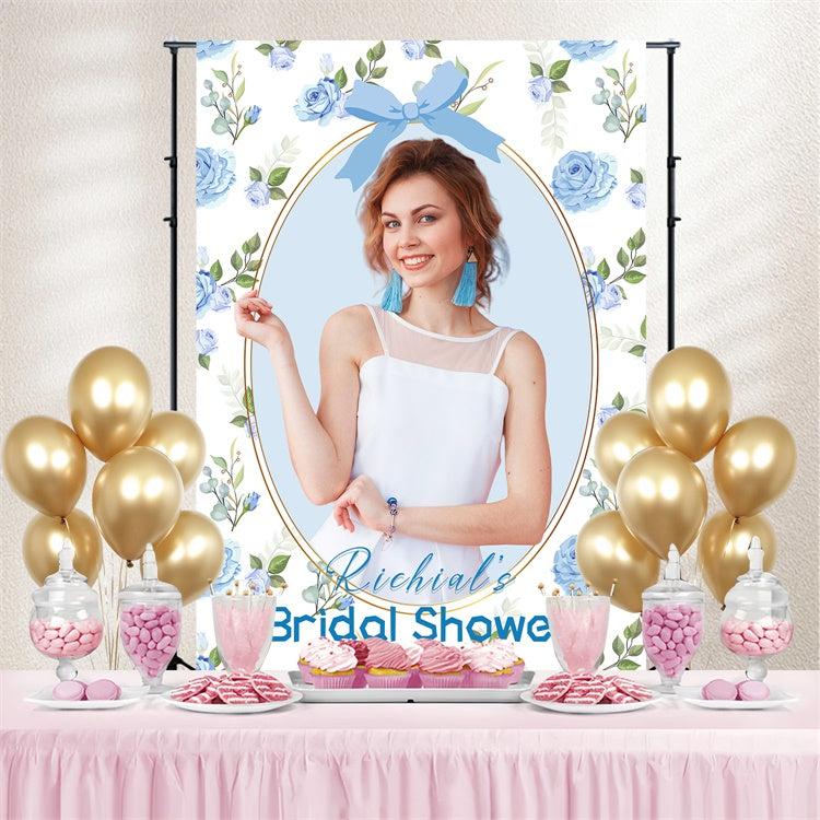 Toile de fond Bridal Shower Personnalisée Rose Bleue Pastel LXX4-127