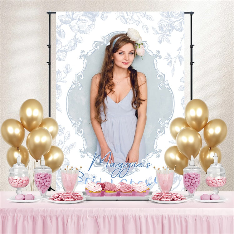 Toile de fond Bridal Shower Photo Personnalisée Floral Vintage Doux LXX4-128