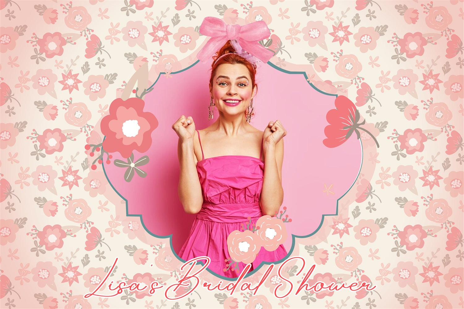 Toile de fond Bridal Shower Personnalisée Jardin Rose Joueur LXX4-133