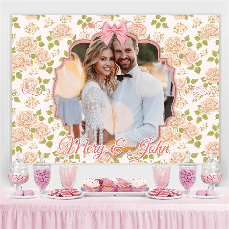 Toile de fond Photo Mariage Personnalisée Rose Crème Vintage LXX4-134