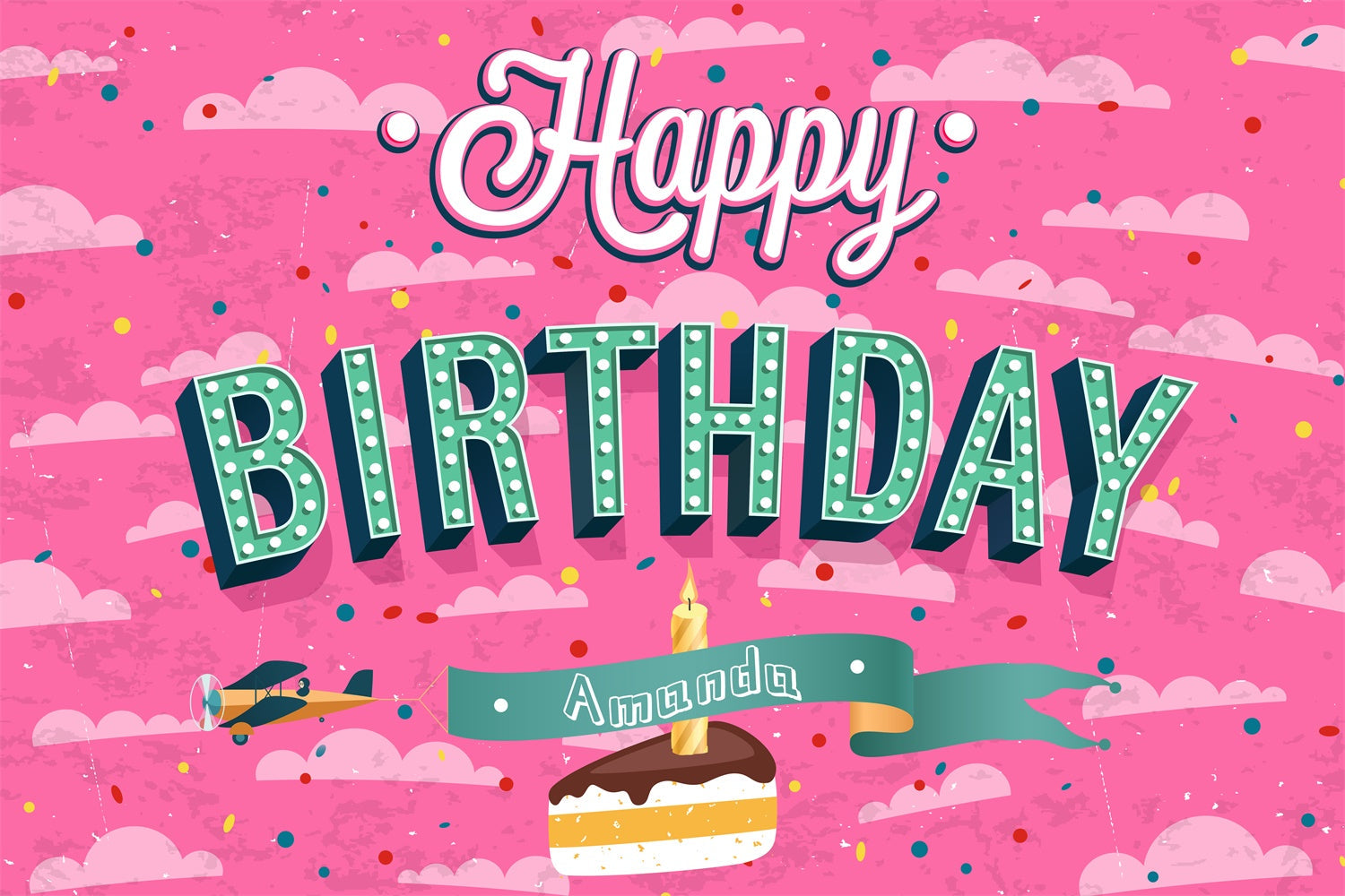 Toile de fond Deco Anniversaire Personnalisé Gâteau Ciel Rose Dessin Animé LXX4-17