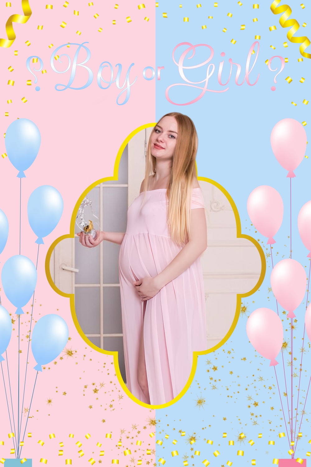 Toile de fond Baby Shower Révélation de Genre Ballons Étincelants Personnalisée LXX4-183