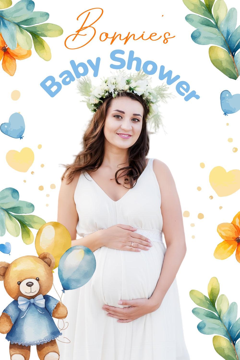 Toile de fond Shower de bébé Ourson Ballons Personnalisée LXX4-184