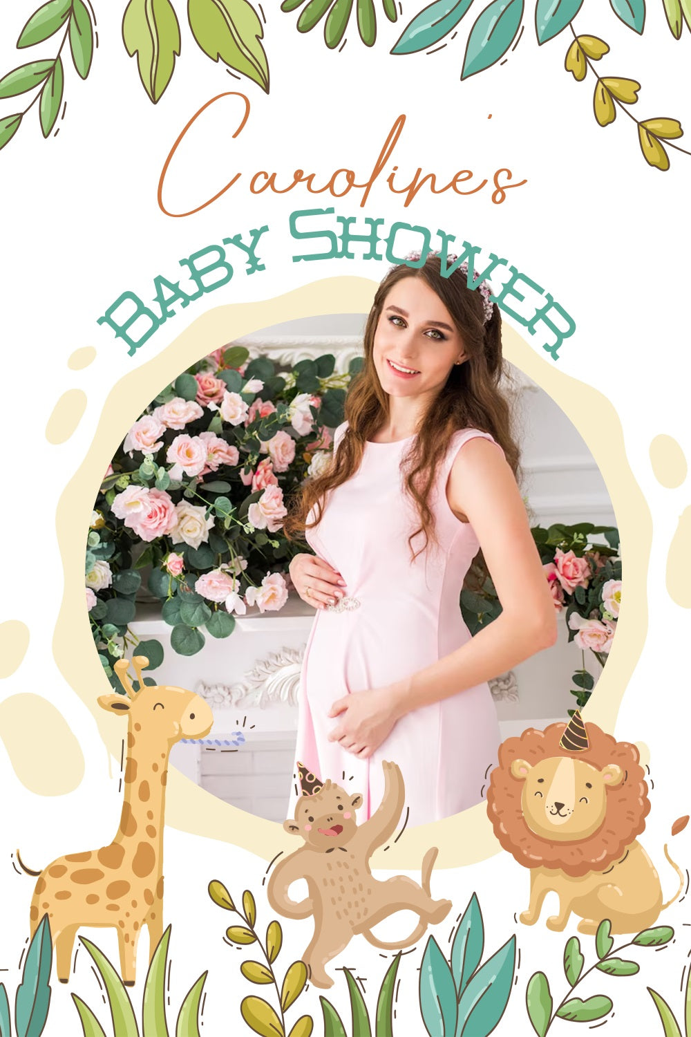 Toile de fond Baby Shower Baby Shower Safari Animaux de la Jungle Personnalisée LXX4-192