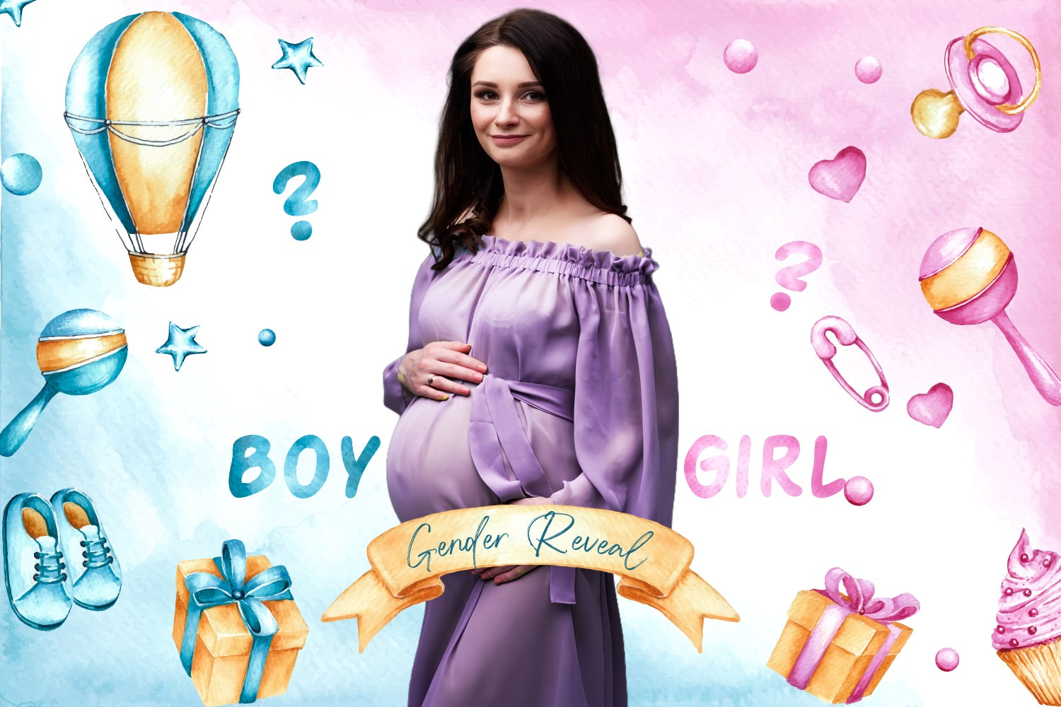Toile de fond Shower de bébé Garçon ou Fille Ballons Personnalisée LXX4-194