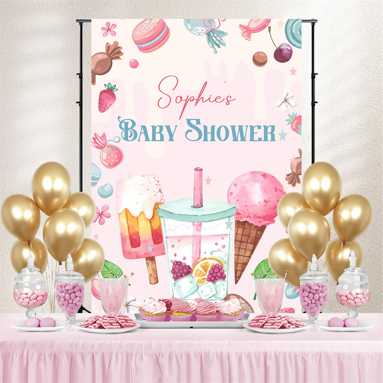 Toile de fond Photo Baby Shower Fête Glace Personnalisée LXX4-217