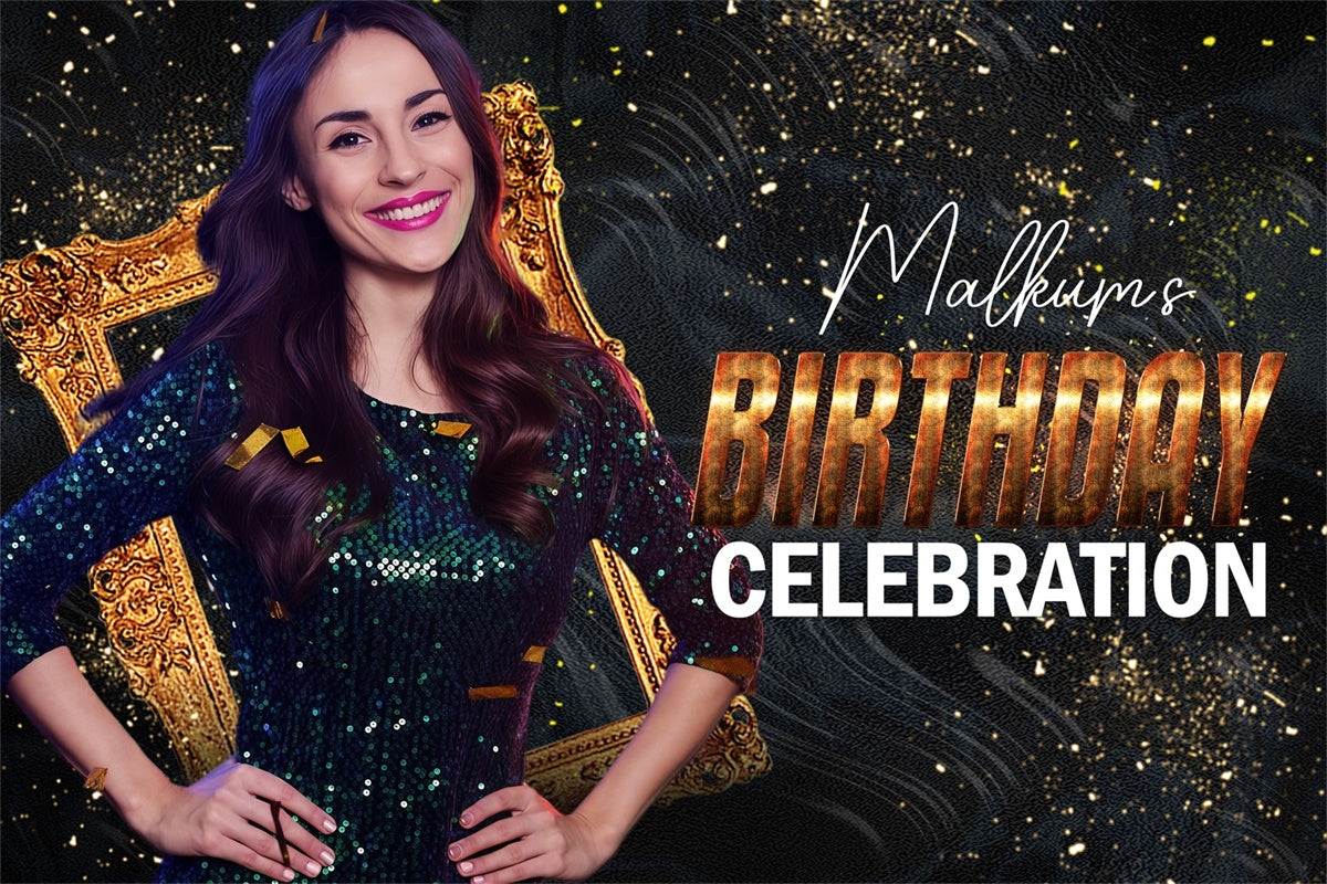 Toile de fond Personnalisable Anniversaire Cadre Vintage et Confettis LXX4-29