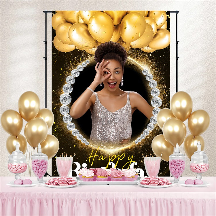 Toile de fond Photo Anniversaire Personnalisable Cadre Diamant de Luxe LXX4-30