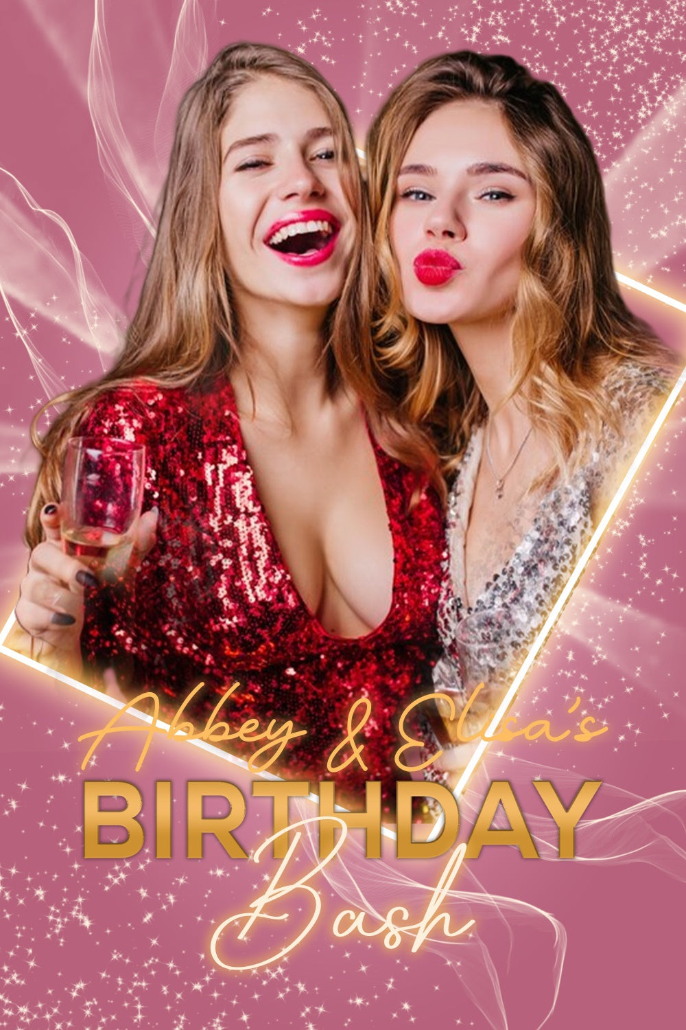 Toile de fond Photo Anniversaire Personnalisable Confettis Roses Lumineux LXX4-5