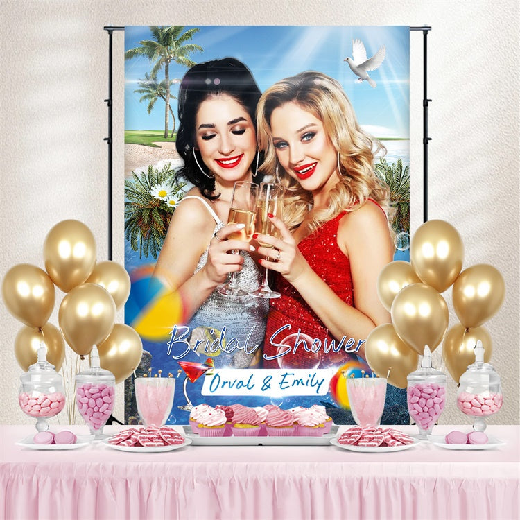 Toile de fond Bridal Shower Idées Personnalisée Plage Tropicale LXX4-94