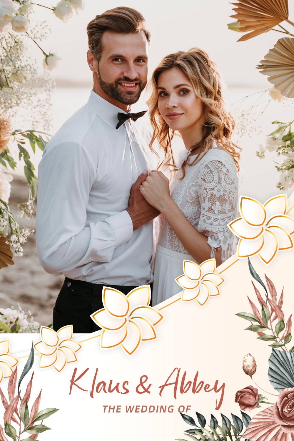 Toile de fond Photo Mariage Personnalisée Romance Côtière Florale LXX4-98