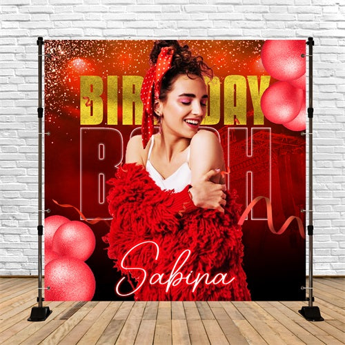 Toile de fond Anniversaire Personnalisable Ballons Rouges Pailletés LXX5-102