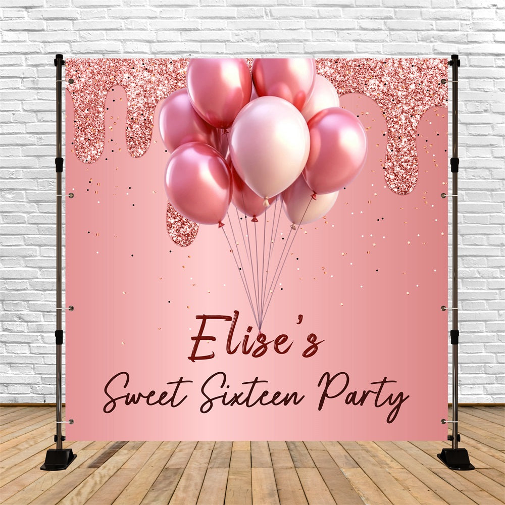 Toile de fond Deco Anniversaire Personnalisé Sweet Sixteen Rose LXX5-103