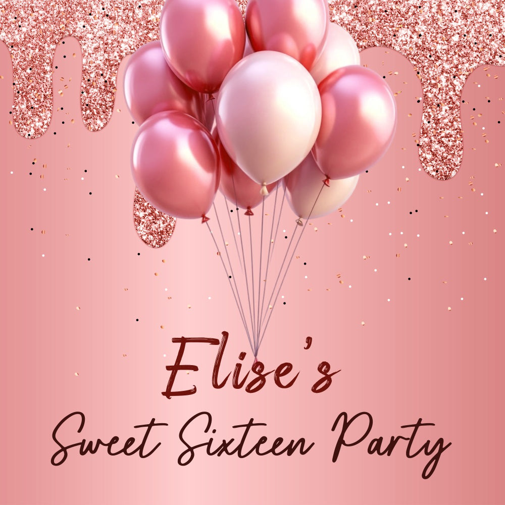 Toile de fond Deco Anniversaire Personnalisé Sweet Sixteen Rose LXX5-103