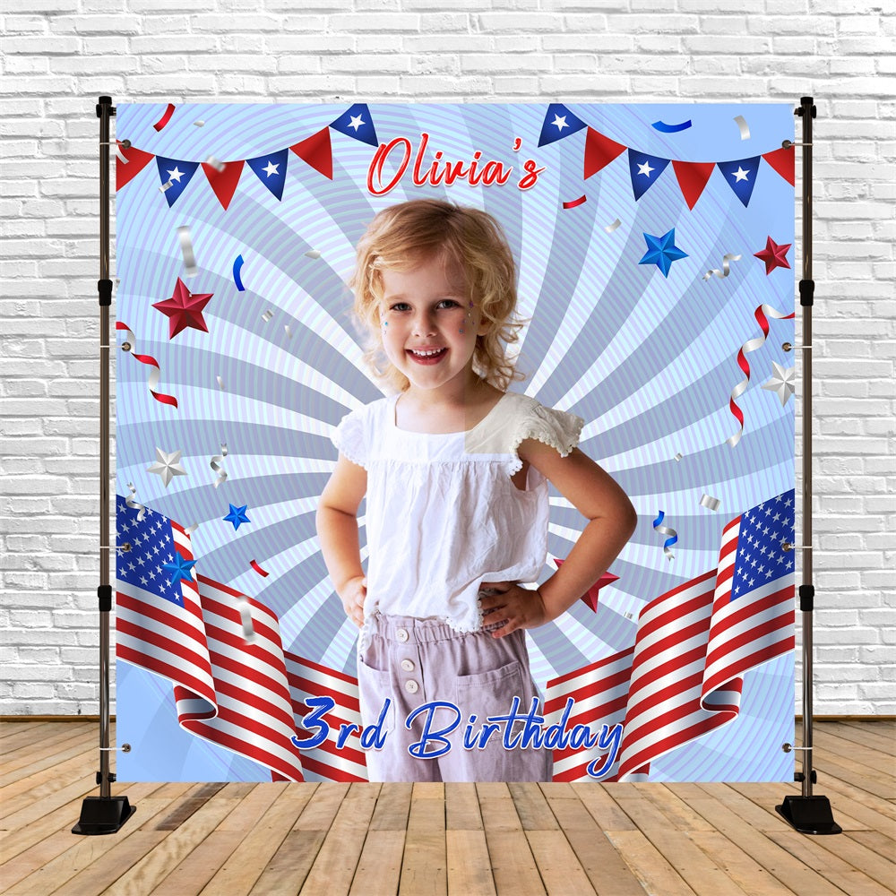 Toile de fond Photo Anniversaire Personnalisable Troisième Étoiles LXX5-108