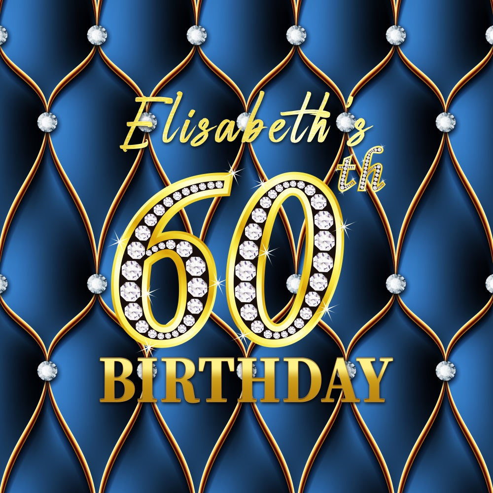 Toile de fond Anniversaire Personnalisé Diamant Bleu 60e LXX5-110