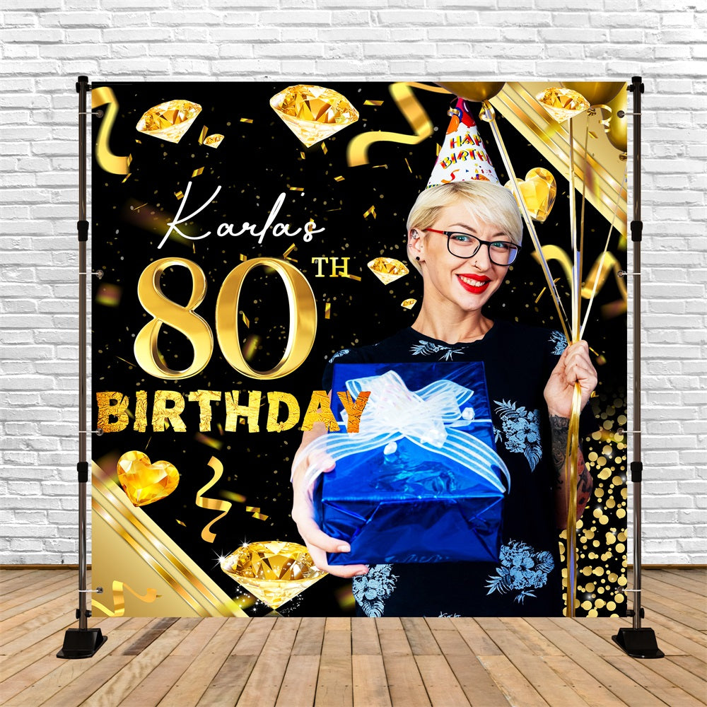 Toile de fond Deco Anniversaire Personnalisé Thème Diamant 80e LXX5-111