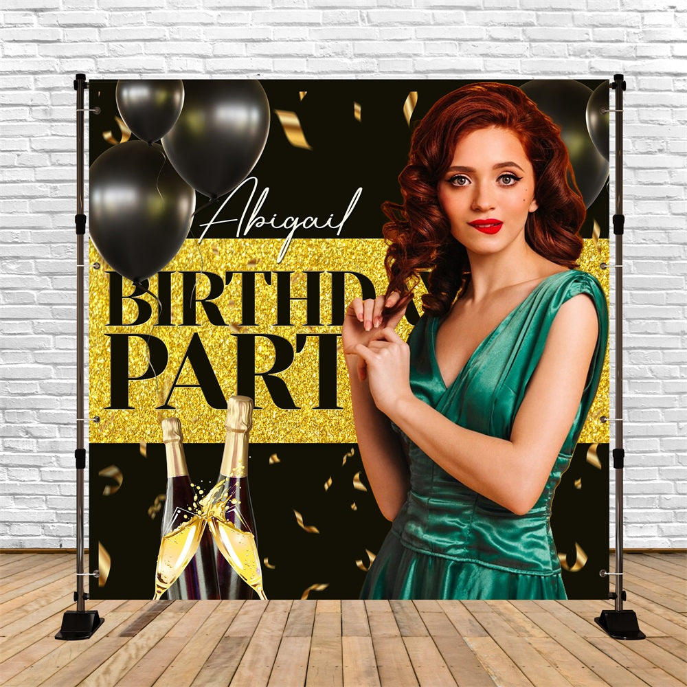 Toile de fond Personnalisable Anniversaire Toast Champagne Ballon LXX5-113