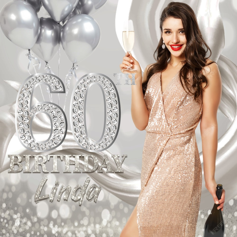 Toile de fond Anniversaire Personnalisé Diamant Argent 60e LXX5-122