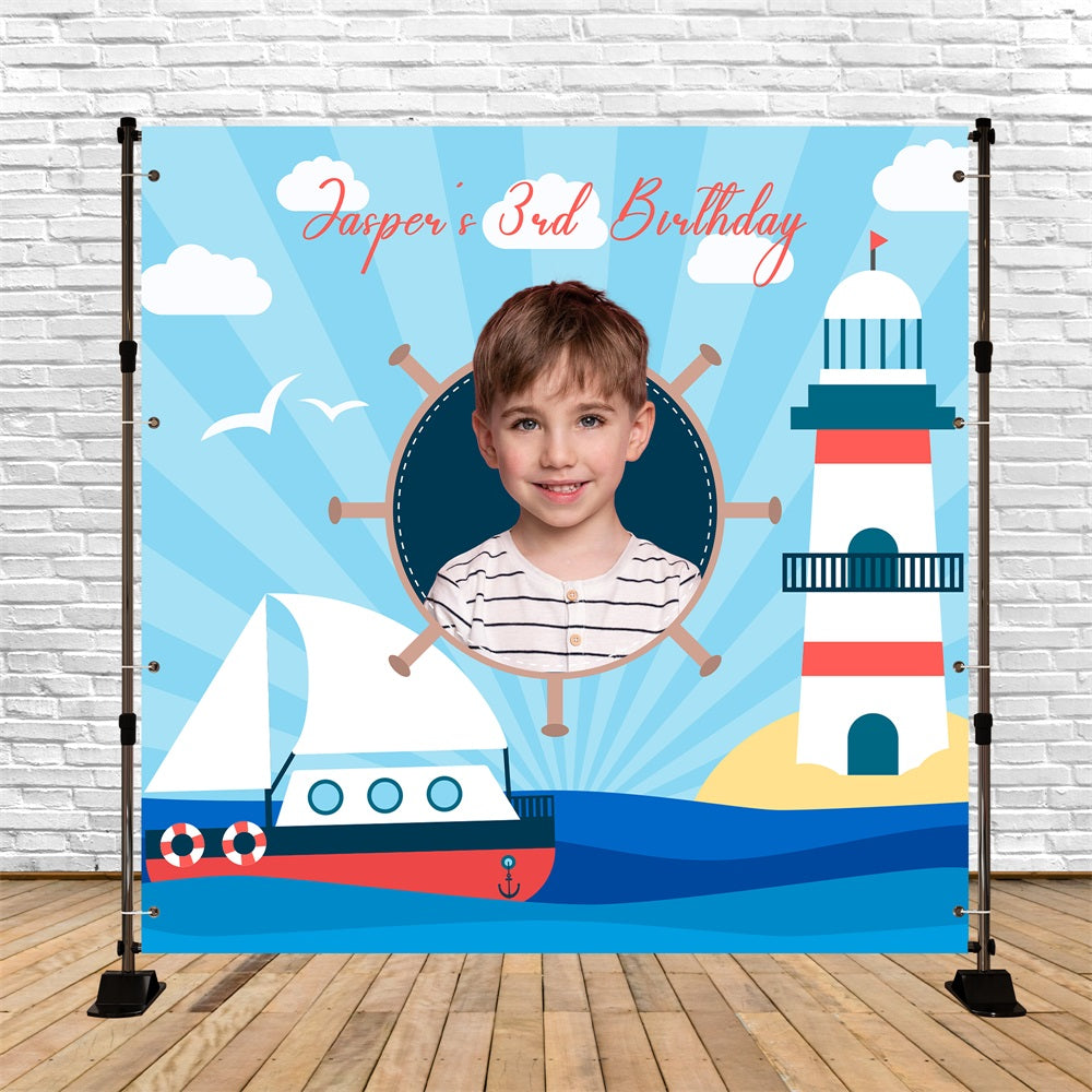 Toile de fond Photo Anniversaire Personnalisable Aventure Nautique 3e LXX5-128