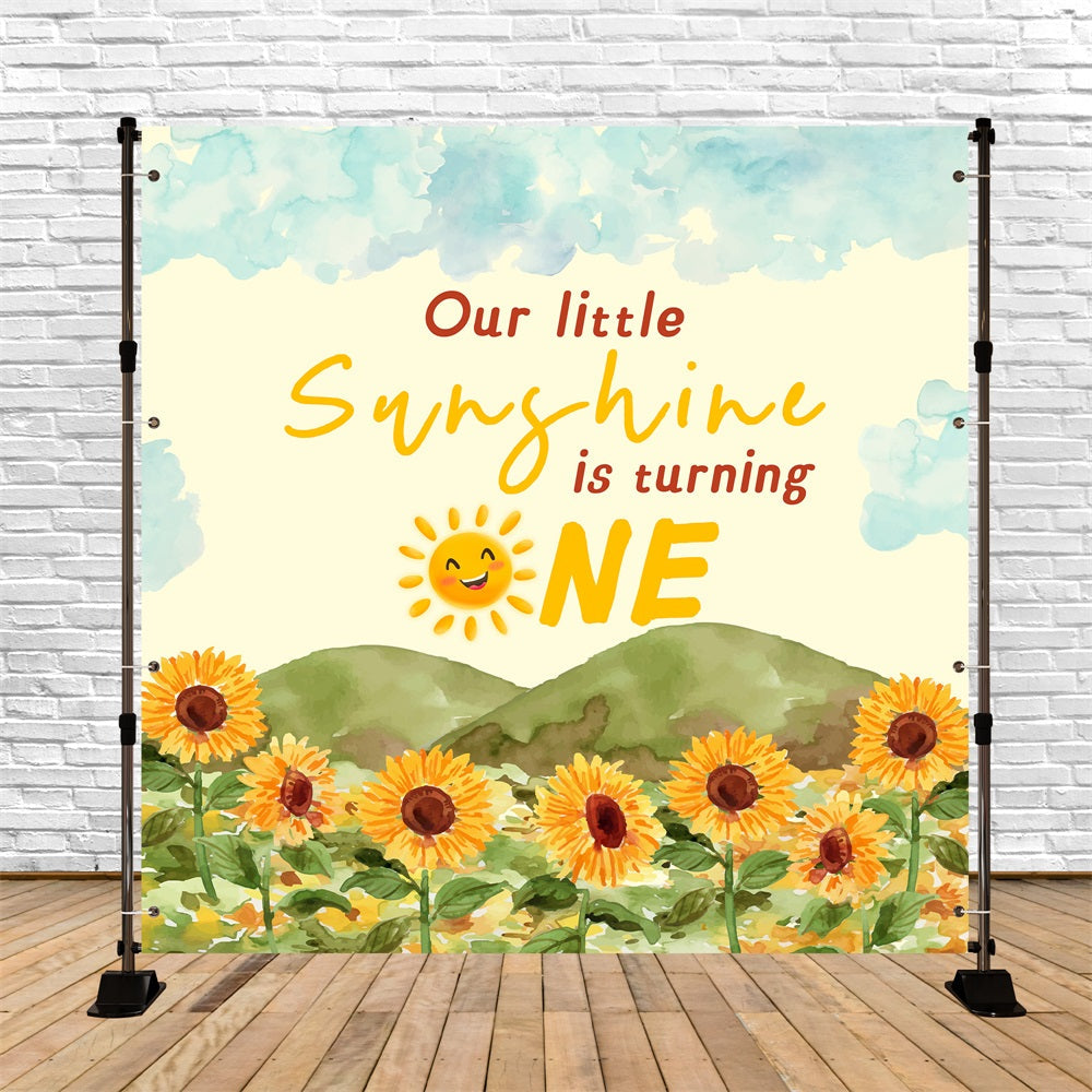 Toile de fond Personnalisable Anniversaire Champs ensoleillés Tournesol 1er LXX5-129