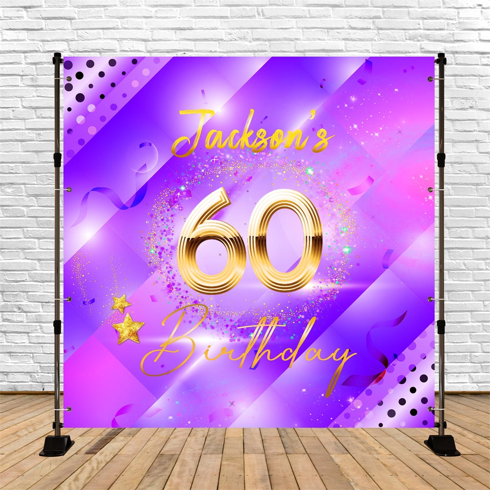 Toile de fond Anniversaire Personnalisé Étincelant Étoiles 60e LXX5-140