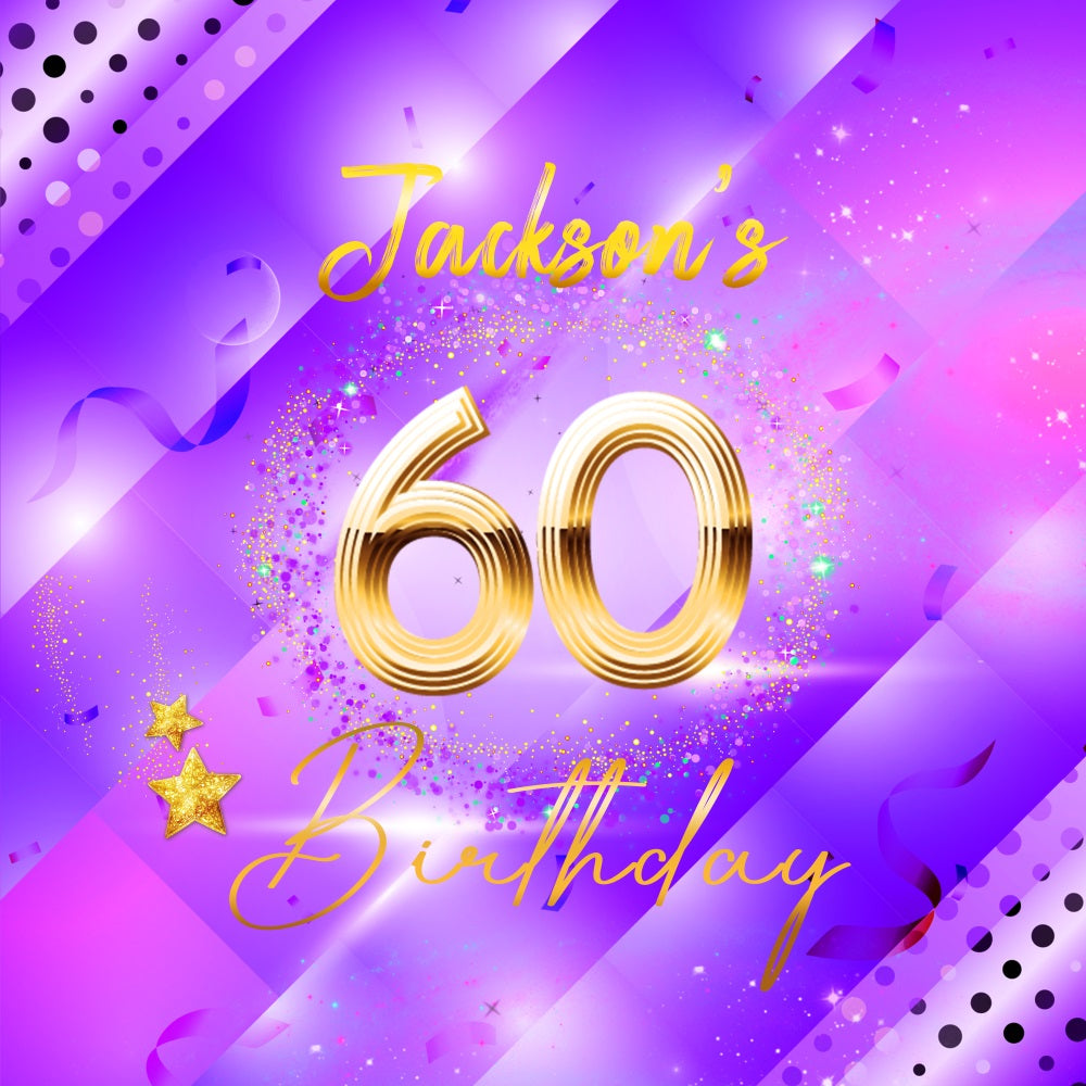 Toile de fond Anniversaire Personnalisé Étincelant Étoiles 60e LXX5-140