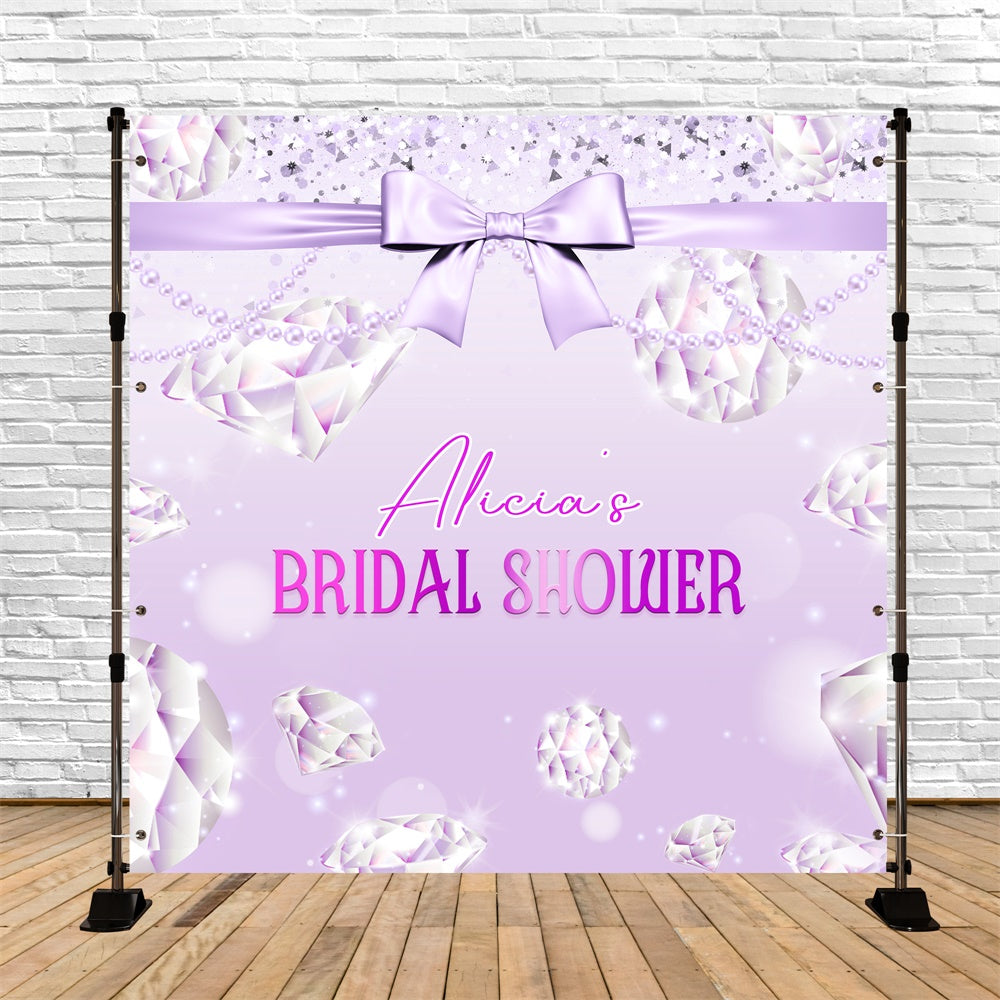 Toile de fond Bridal Shower Personnalisable Diamant Violet Pastel LXX5-155
