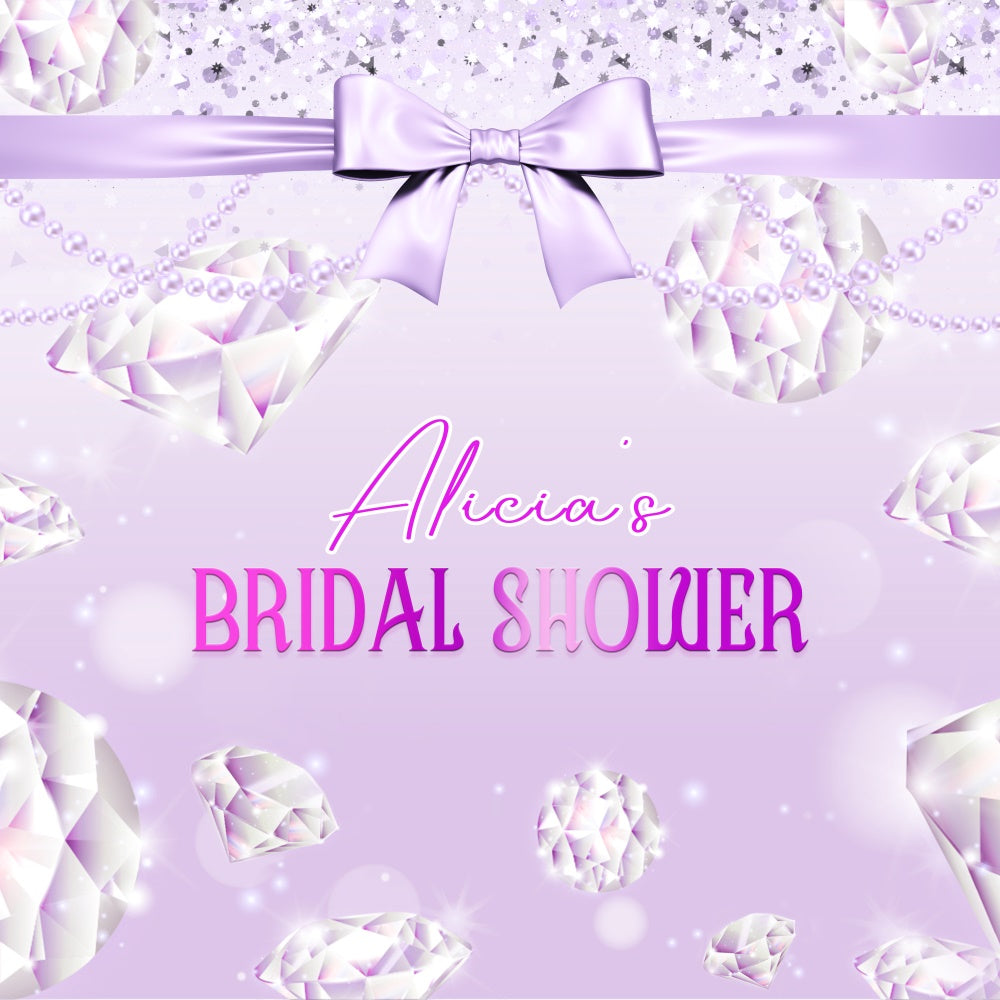 Toile de fond Bridal Shower Personnalisable Diamant Violet Pastel LXX5-155