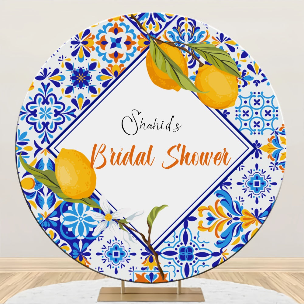 Toile de fond Ronde Personnalisable Citron Rustique pour Bridal Shower LXX5-166