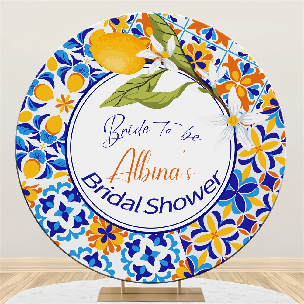 Toile de fond Ronde Personnalisable Fleur de Citron pour Bridal Shower LXX5-167