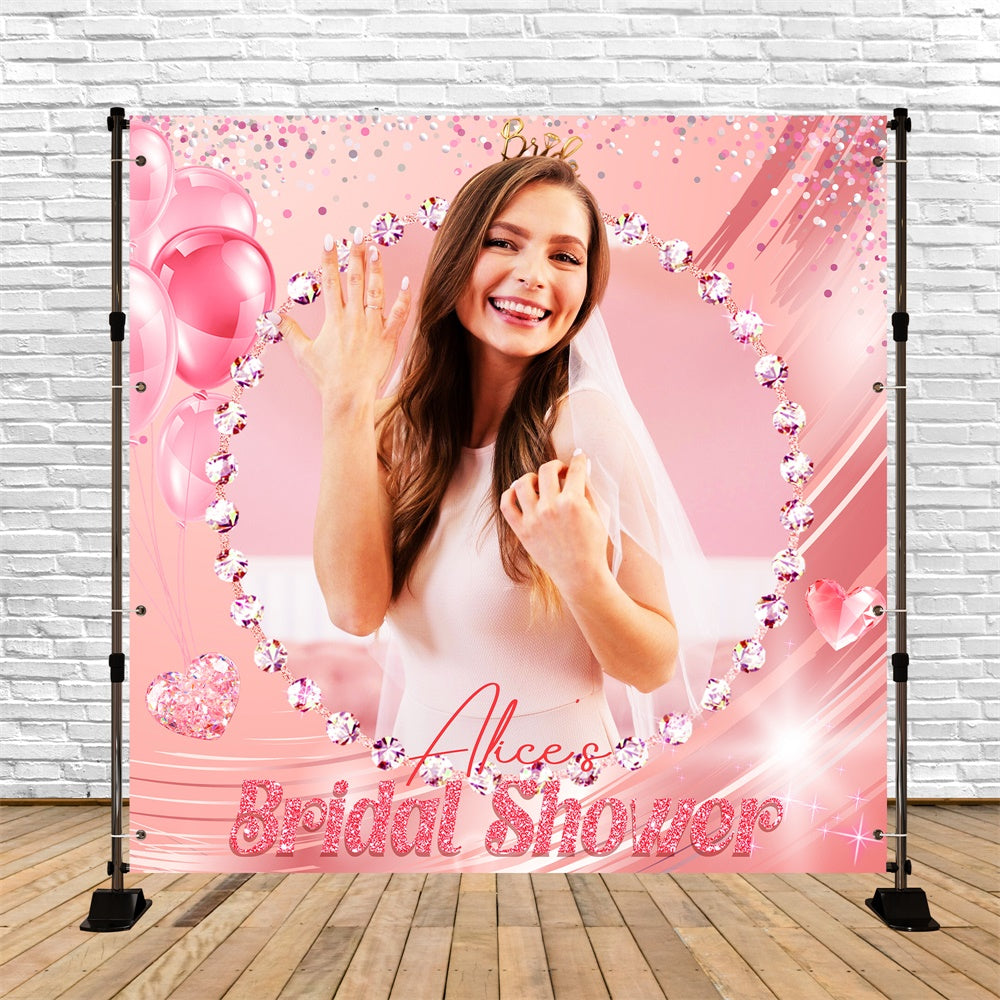 Toile de fond Bridal Shower Personnalisable Ballons Confettis Roses LXX5-170