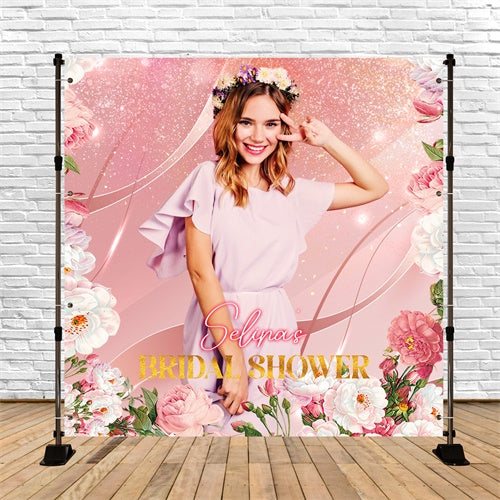 Toile de fond Bridal Romantique Fleurs Scintillantes Personnalisable LXX5-171